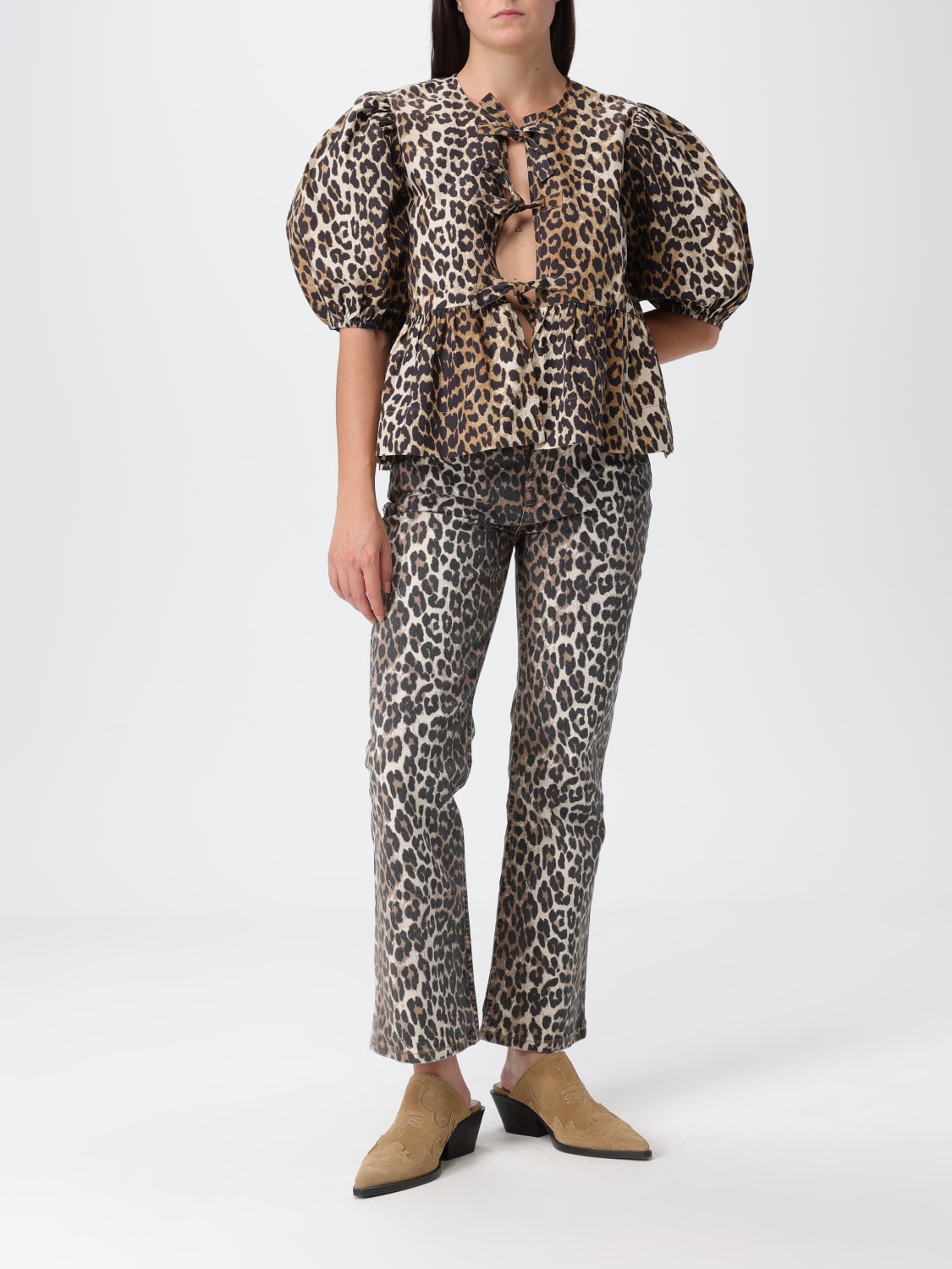 GANNI TOP: Top woman Ganni, Brown - Img 2