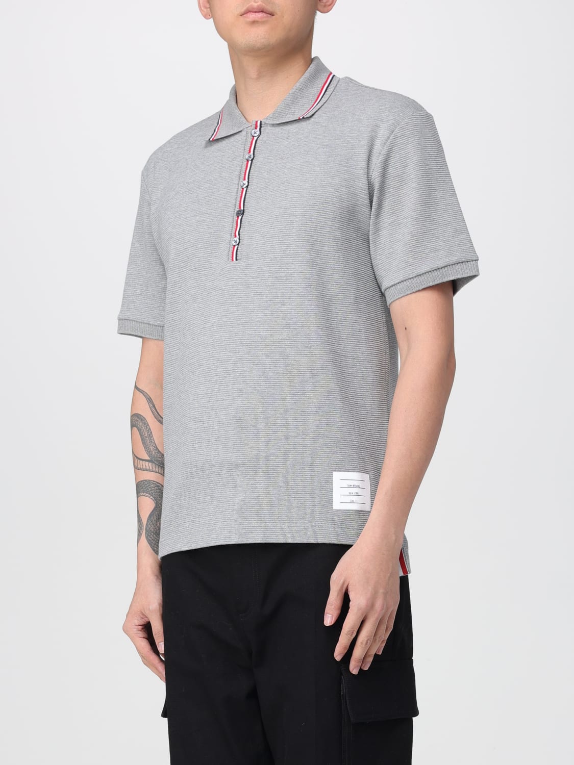 THOM BROWNE POLO SHIRT: Polo shirt men Thom Browne, Grey - Img 4