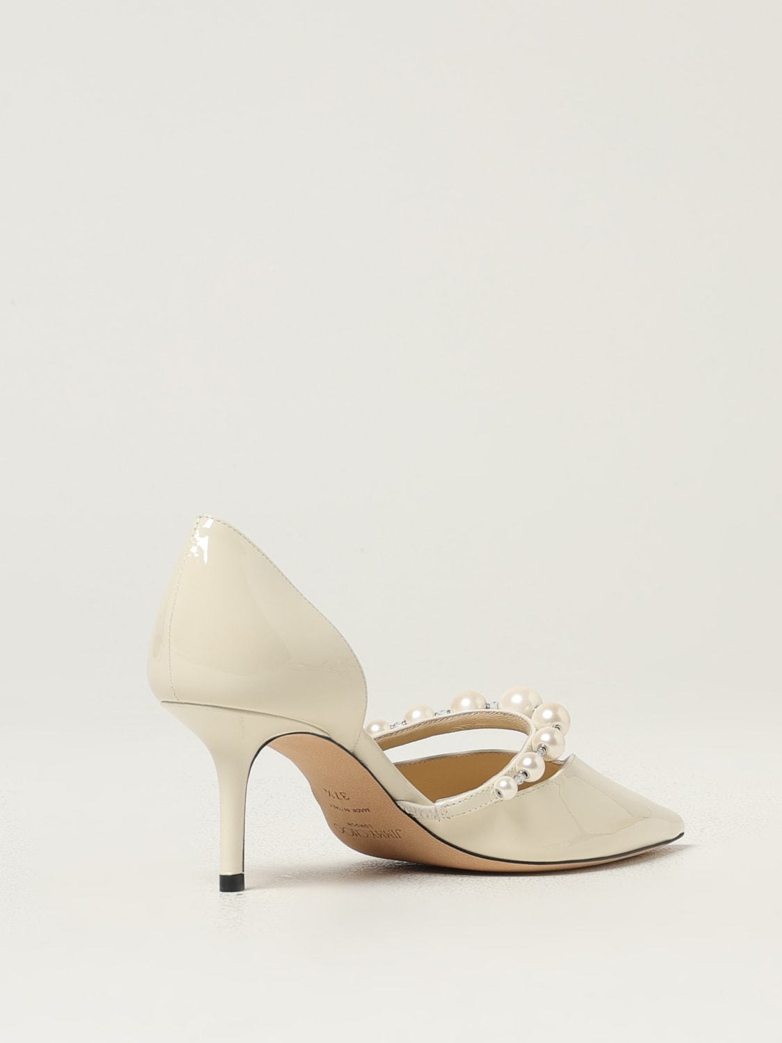 JIMMY CHOO DÉCOLLETÉ: Décolleté Aurelie Jimmy Choo in vernice con perle sintetiche , Bianco - Img 3