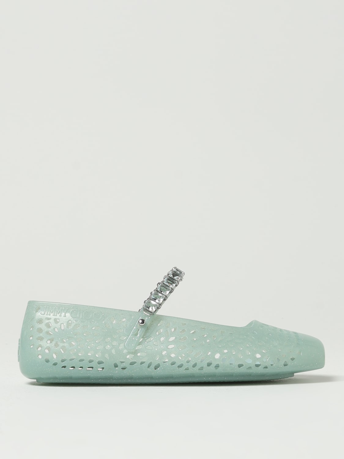 JIMMY CHOO BALLERINE: Ballerina The Jelly Jimmy Choo in gomma traforata con strass , Blue - Img 1