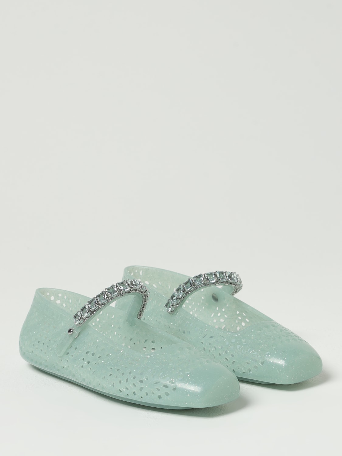 JIMMY CHOO BALLERINE: Ballerina The Jelly Jimmy Choo in gomma traforata con strass , Blue - Img 2