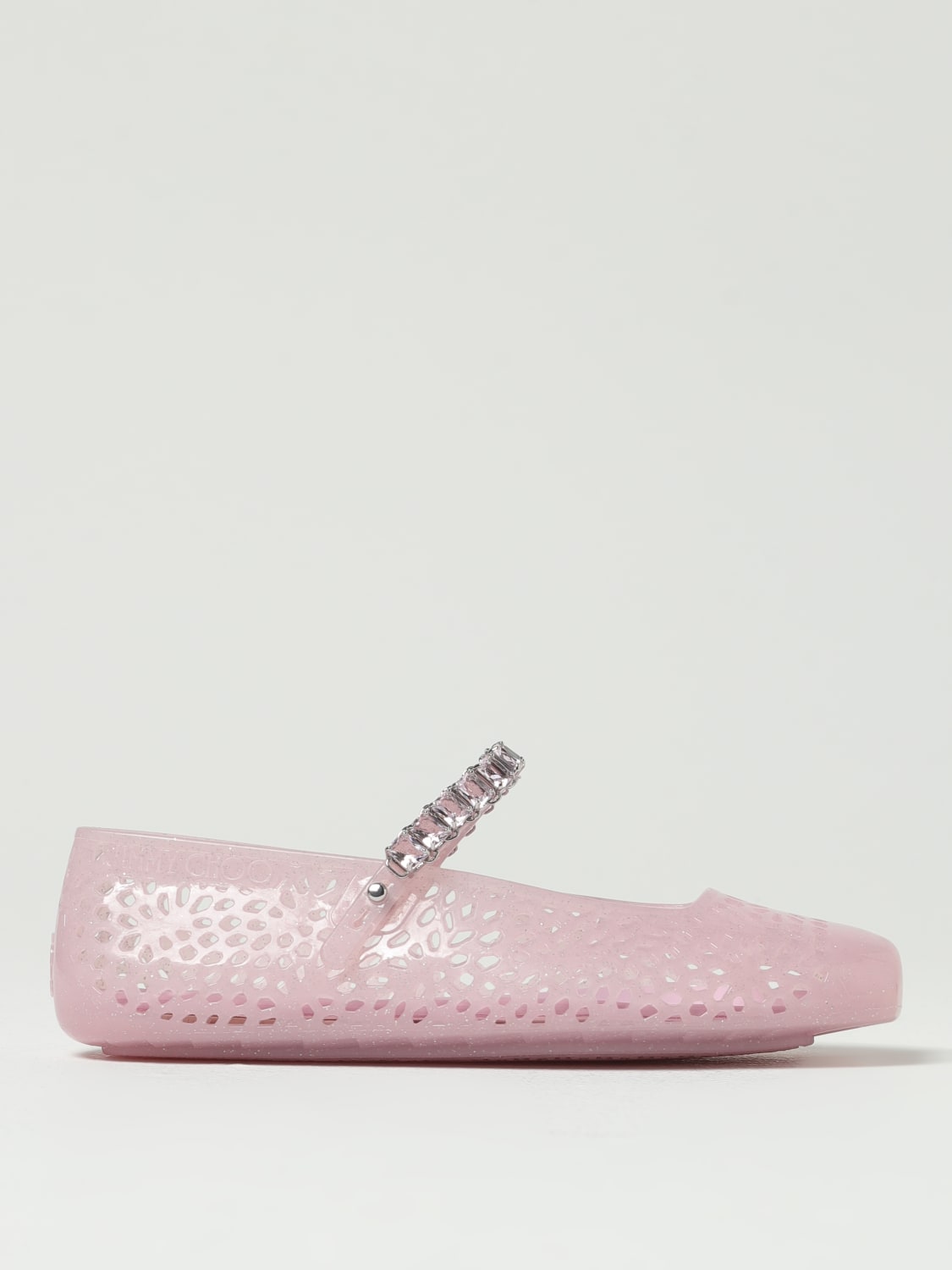 JIMMY CHOO BALLERINE: Ballerina The Jelly Jimmy Choo in gomma traforata con strass , Silver - Img 1