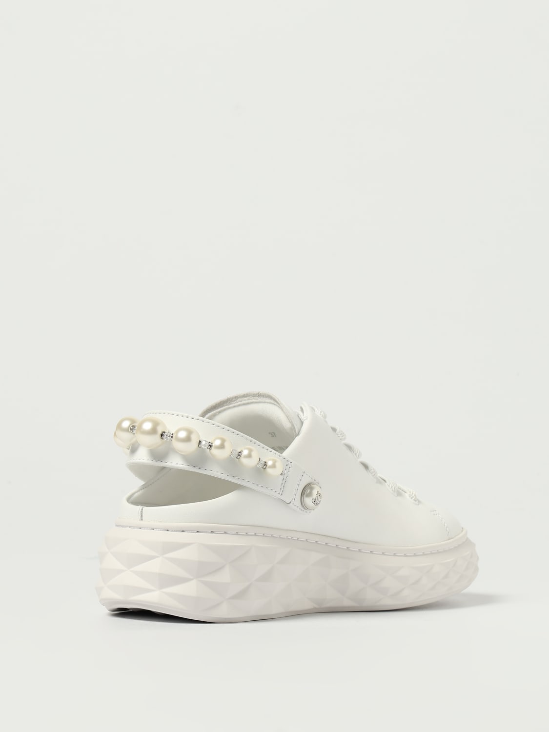 JIMMY CHOO SNEAKERS: Sneakers Diamond/F Maxi II Jimmy Choo in pelle con perle sintetiche , Bianco - Img 3