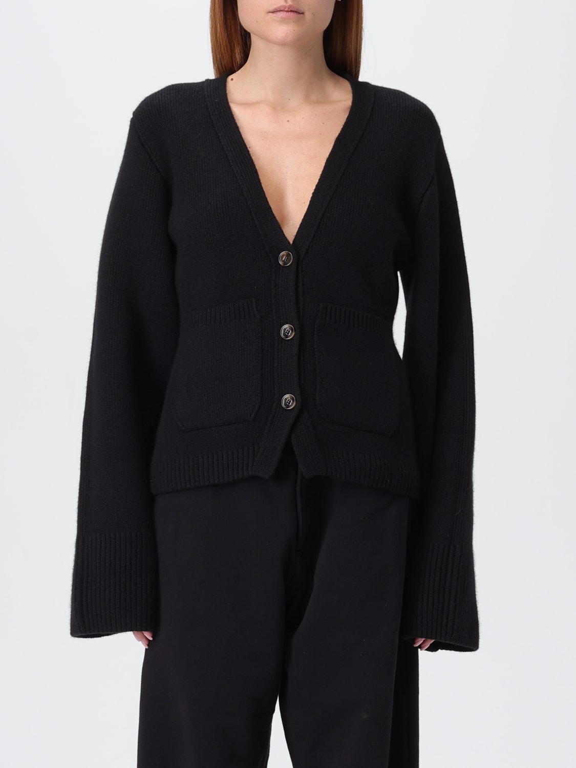 KHAITE SWEATER: Cardigan woman Khaite, Black - Img 1