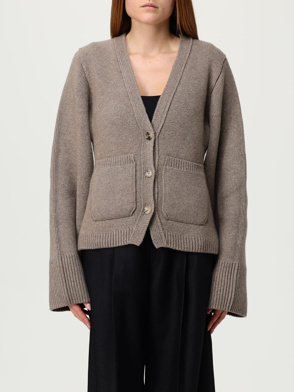 KHAITE SWEATER: Cardigan woman Khaite, Beige - Img 1