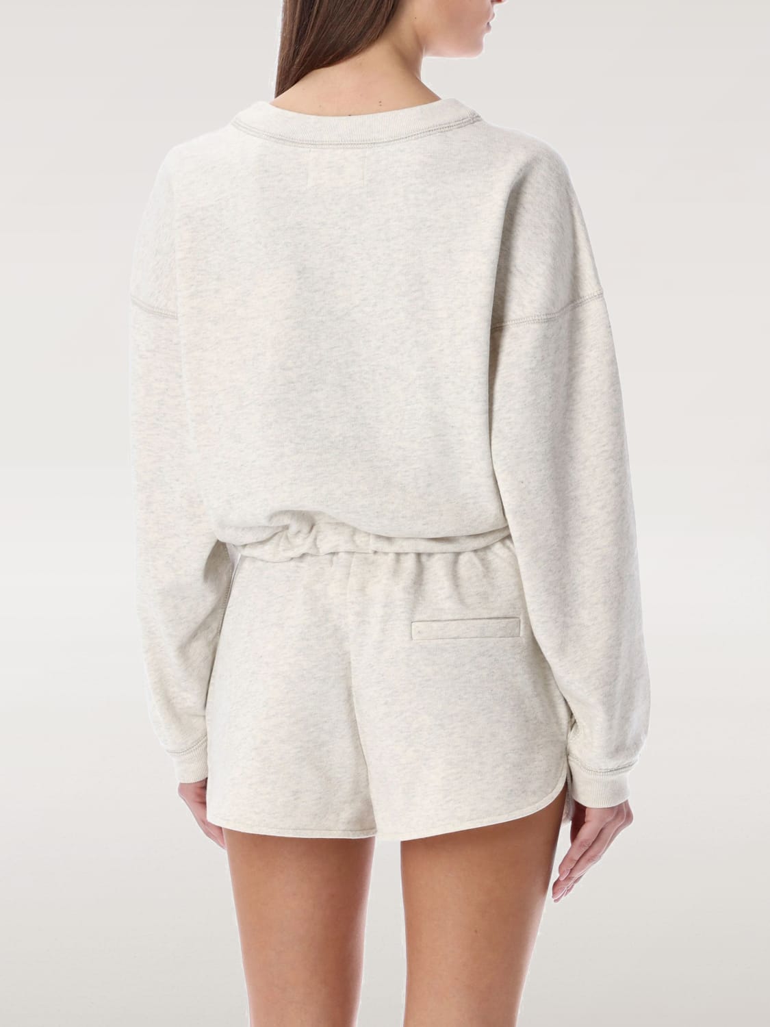 ISABEL MARANT ETOILE FELPA: Felpa a girocollo in misto cotone con logo Isabel Marant Etoile, Beige - Img 2