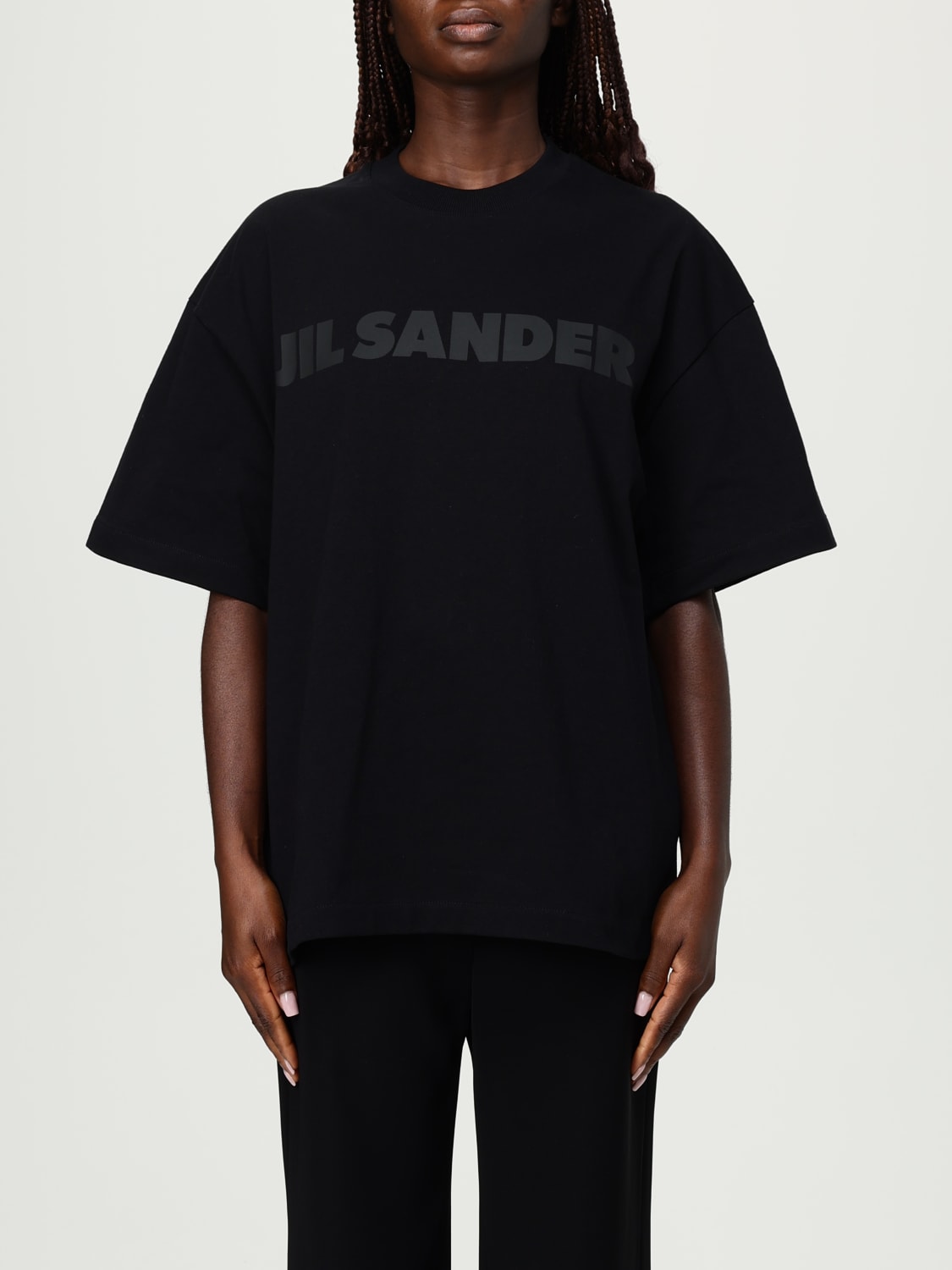 JIL SANDER T-SHIRTS: T-shirt in cotone over con logo Jil Sander, Nero - Img 1