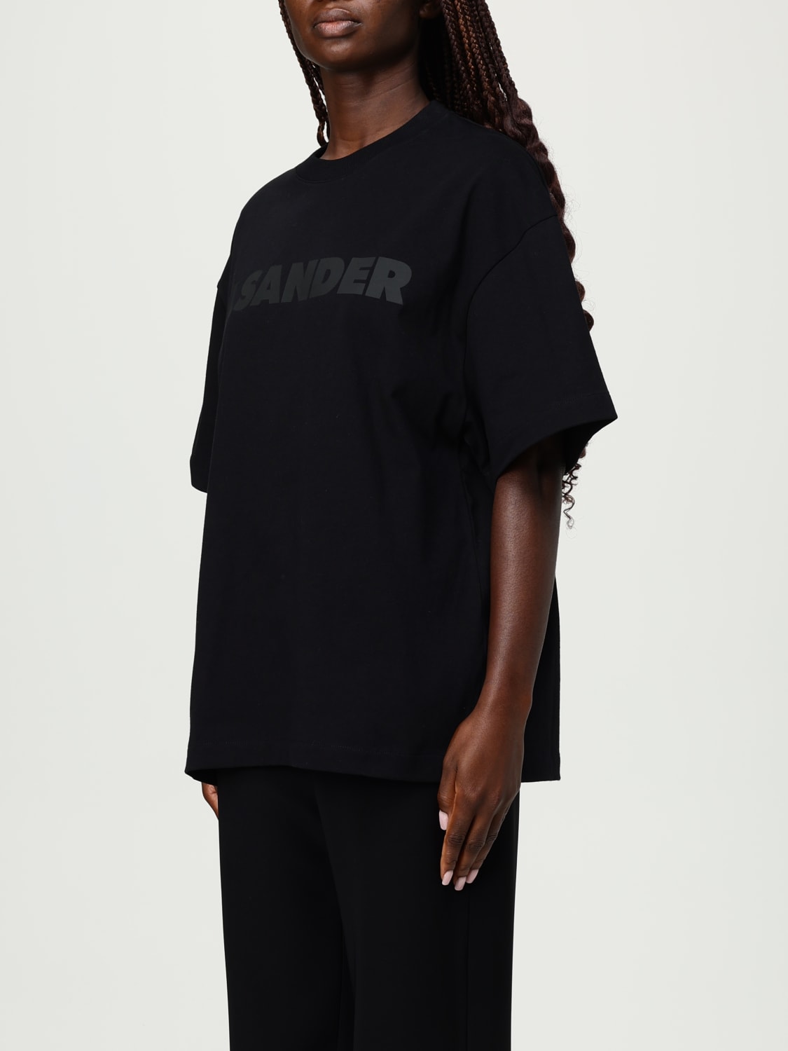 JIL SANDER T-SHIRTS: T-shirt in cotone over con logo Jil Sander, Nero - Img 4