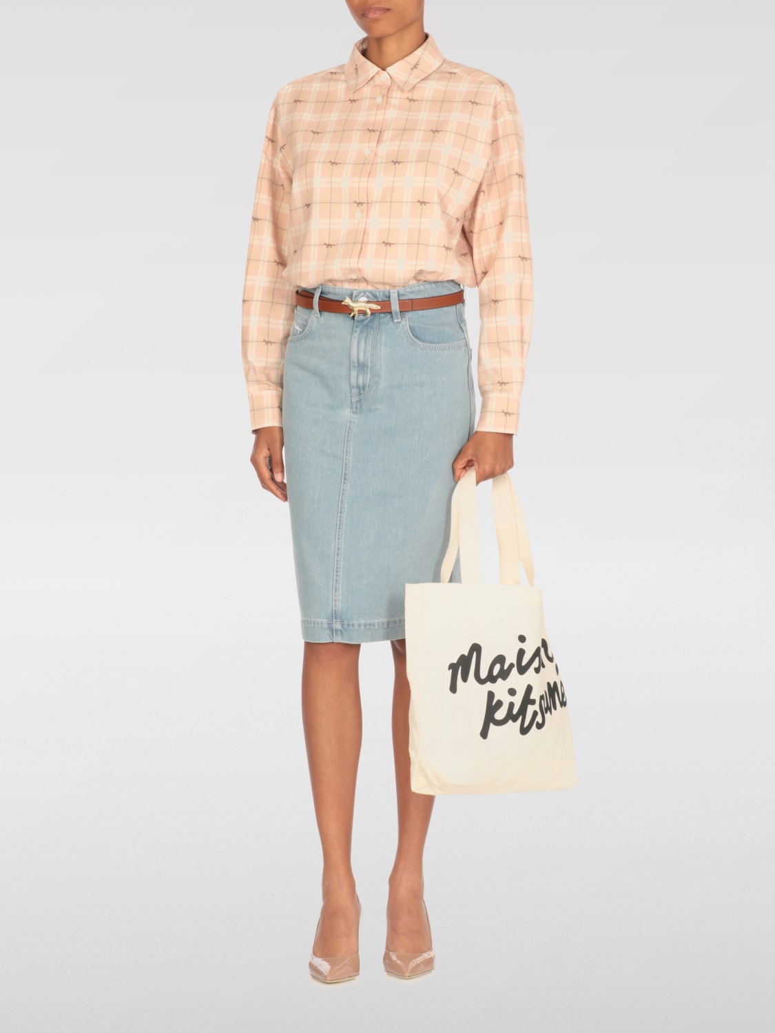 MAISON KITSUNÉ: Skirt woman - Sky Blue | Maison Kitsuné MAISON KITSUNÉ: Skirt woman - Sky Blue | Maison Kitsuné