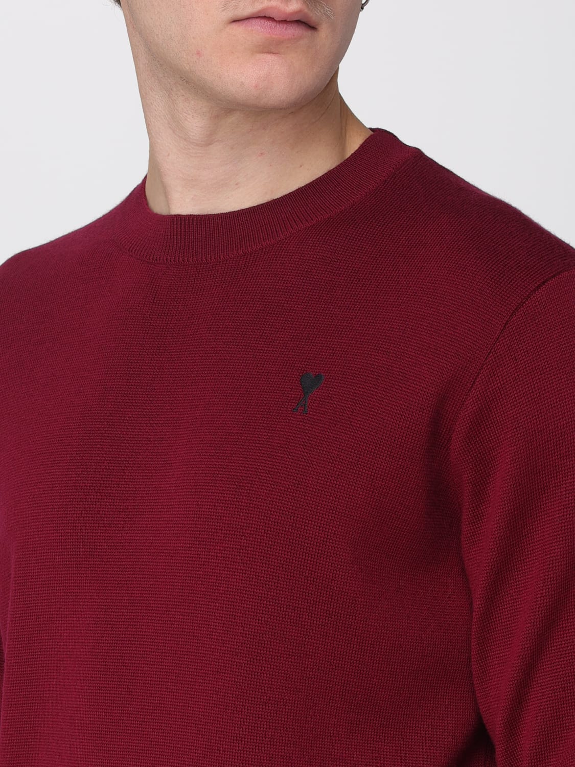 AMI PARIS SWEATER: Sweater men Ami Paris, Burgundy - Img 4