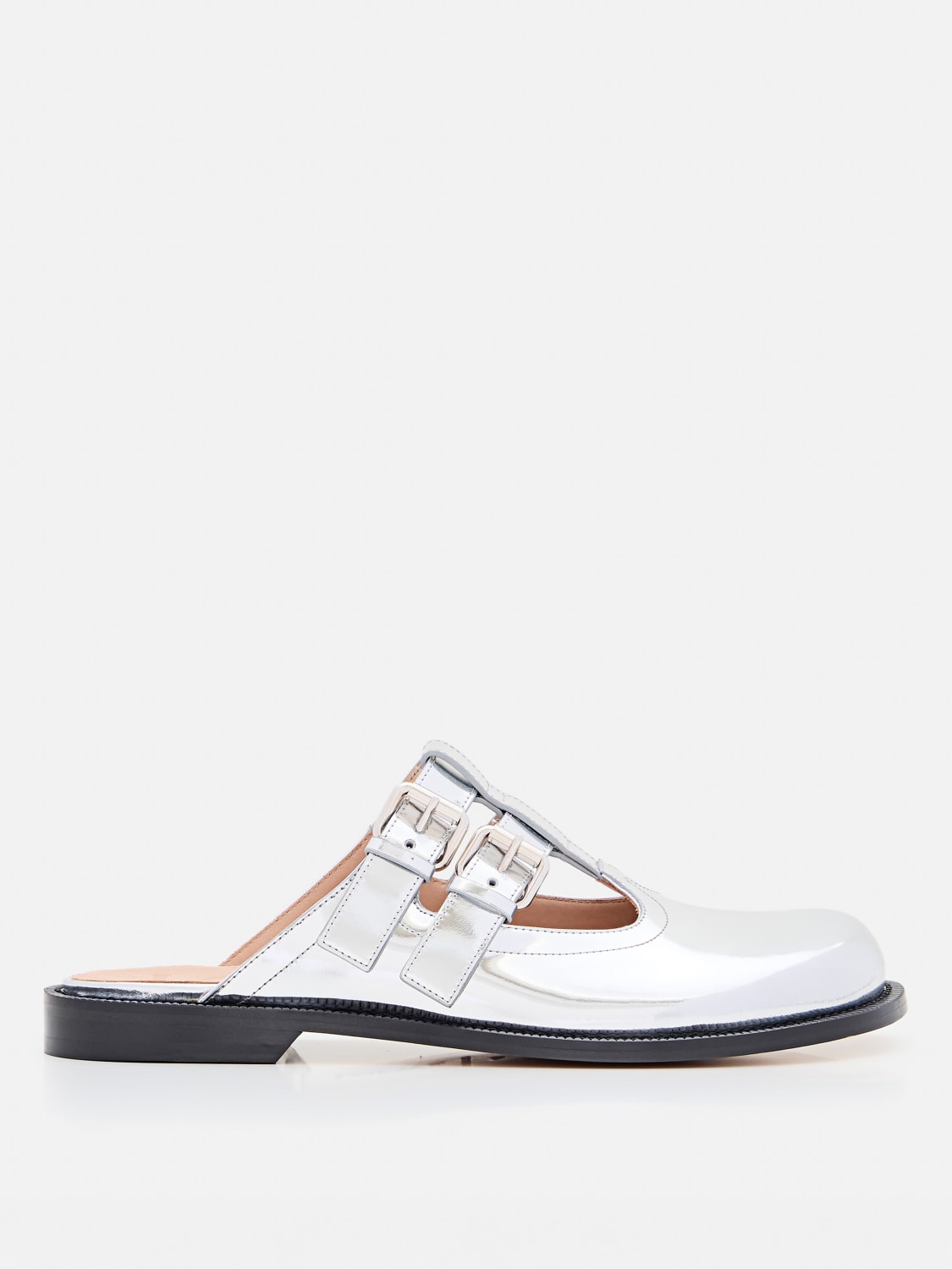 LOEWE: Flat sandals woman - Silver | Loewe shoes LLSC379X07