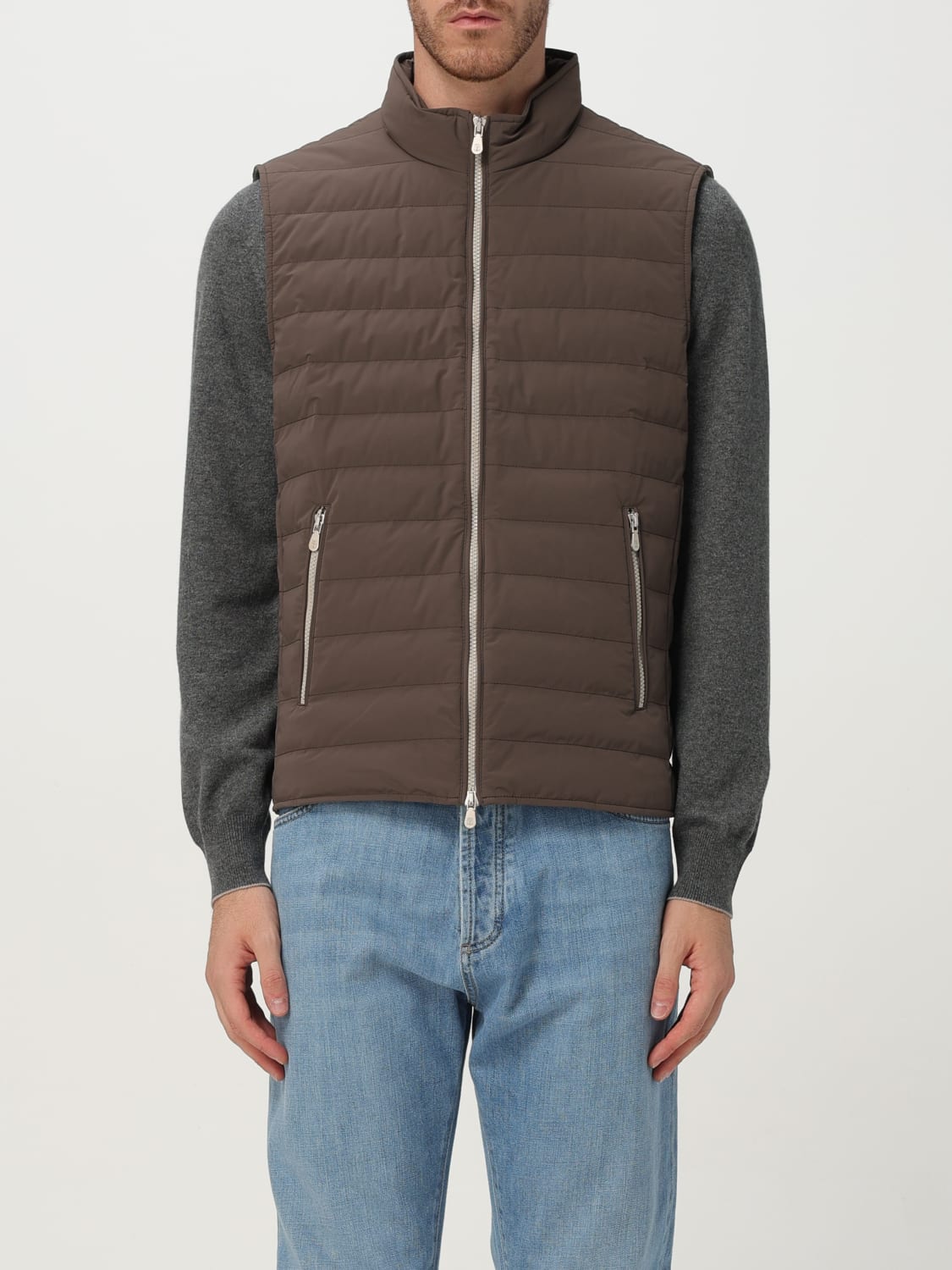 BRUNELLO CUCINELLI CHALECO: Chaqueta hombre Brunello Cucinelli, Marrón - Img 1