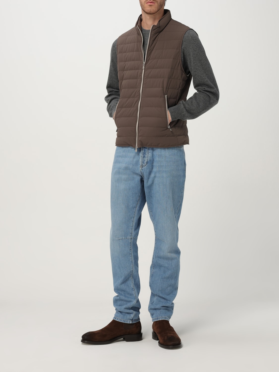 BRUNELLO CUCINELLI CHALECO: Chaqueta hombre Brunello Cucinelli, Marrón - Img 2