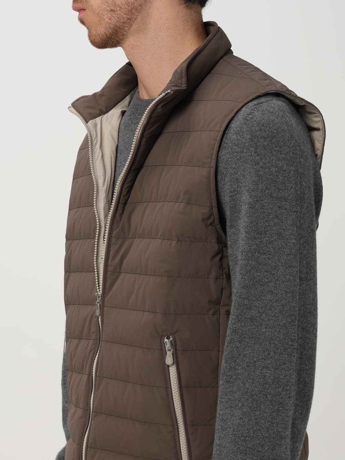 BRUNELLO CUCINELLI CHALECO: Chaqueta hombre Brunello Cucinelli, Marrón - Img 5