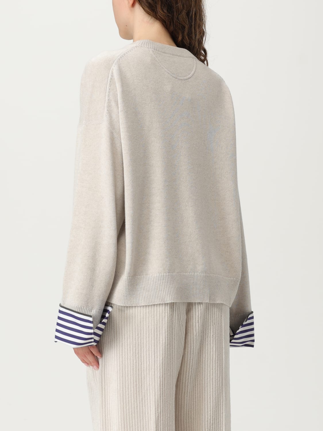 BRUNELLO CUCINELLI 毛衣: 毛衣 女士 Brunello Cucinelli, 珍珠色 - Img 3