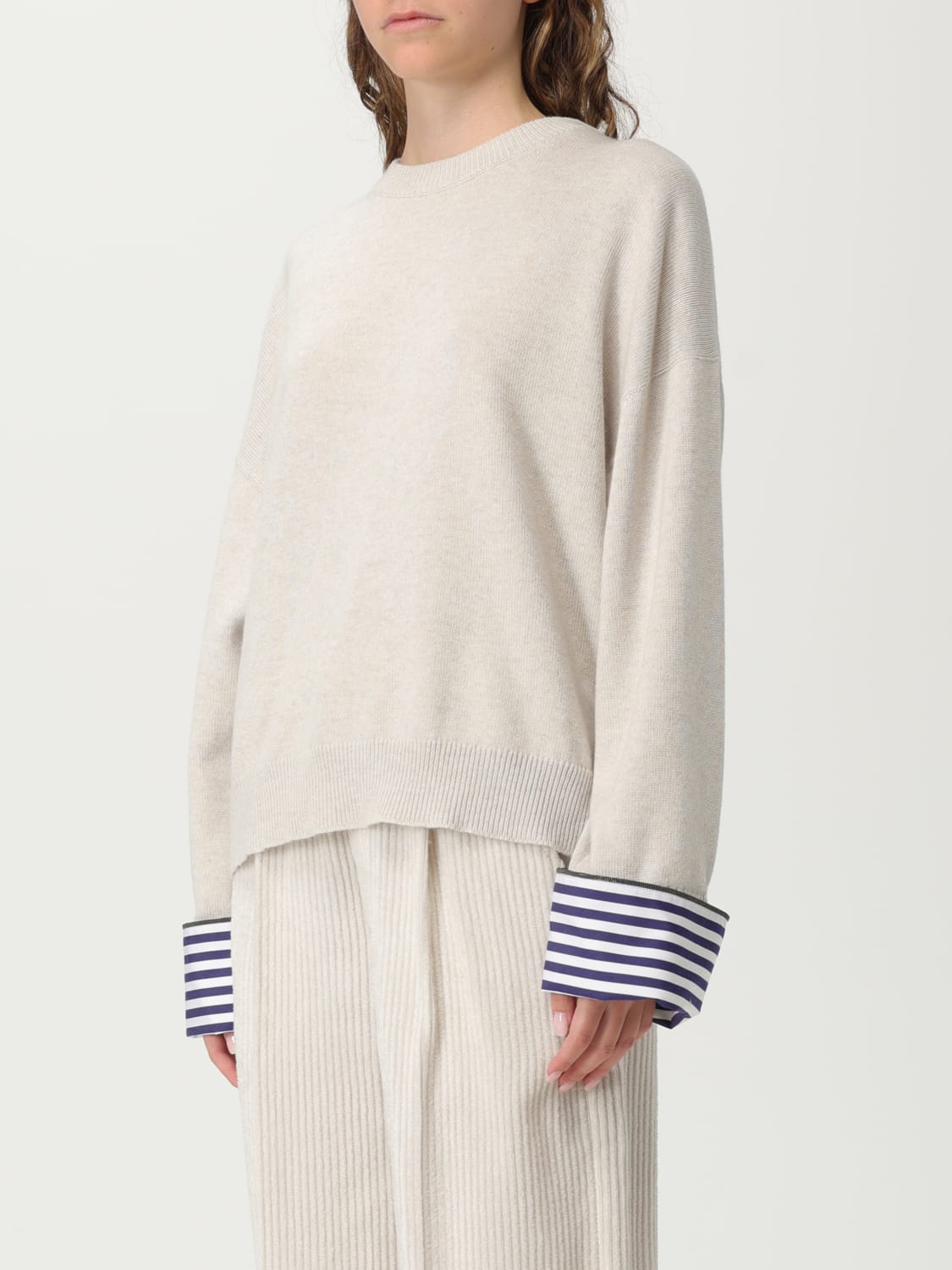 BRUNELLO CUCINELLI 毛衣: 毛衣 女士 Brunello Cucinelli, 珍珠色 - Img 4