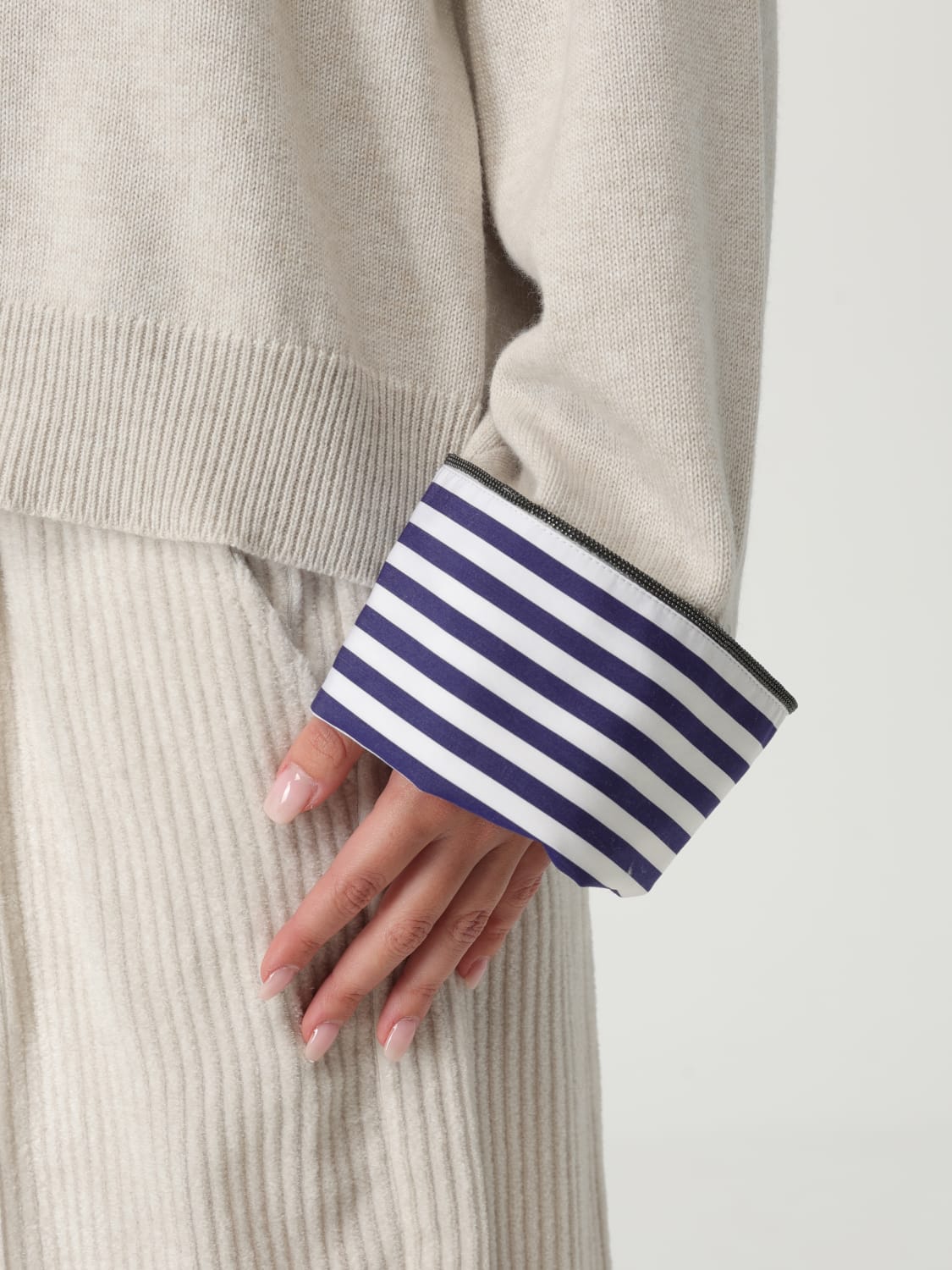 BRUNELLO CUCINELLI 毛衣: 毛衣 女士 Brunello Cucinelli, 珍珠色 - Img 5