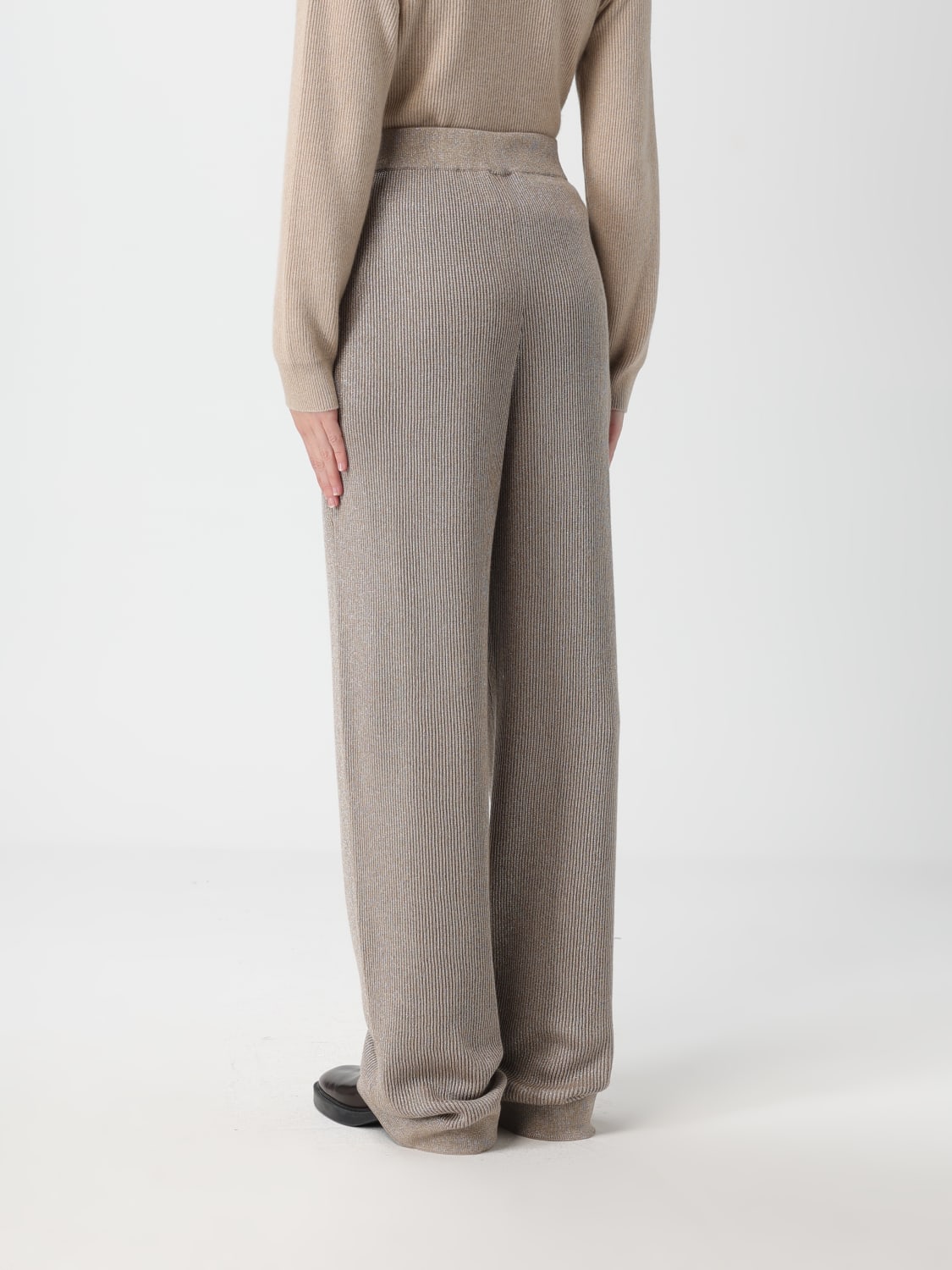 BRUNELLO CUCINELLI PANTALONI: Pantalone Brunello Cucinelli in misto cotone e lurex , Marrone - Img 3