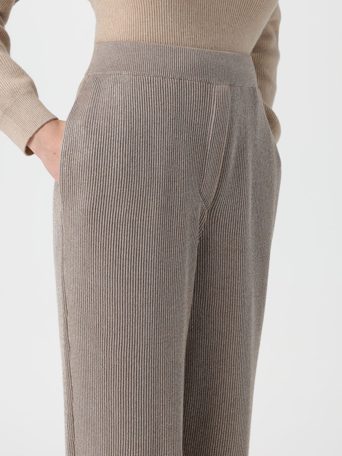 BRUNELLO CUCINELLI PANTALONI: Pantalone Brunello Cucinelli in misto cotone e lurex , Marrone - Img 5