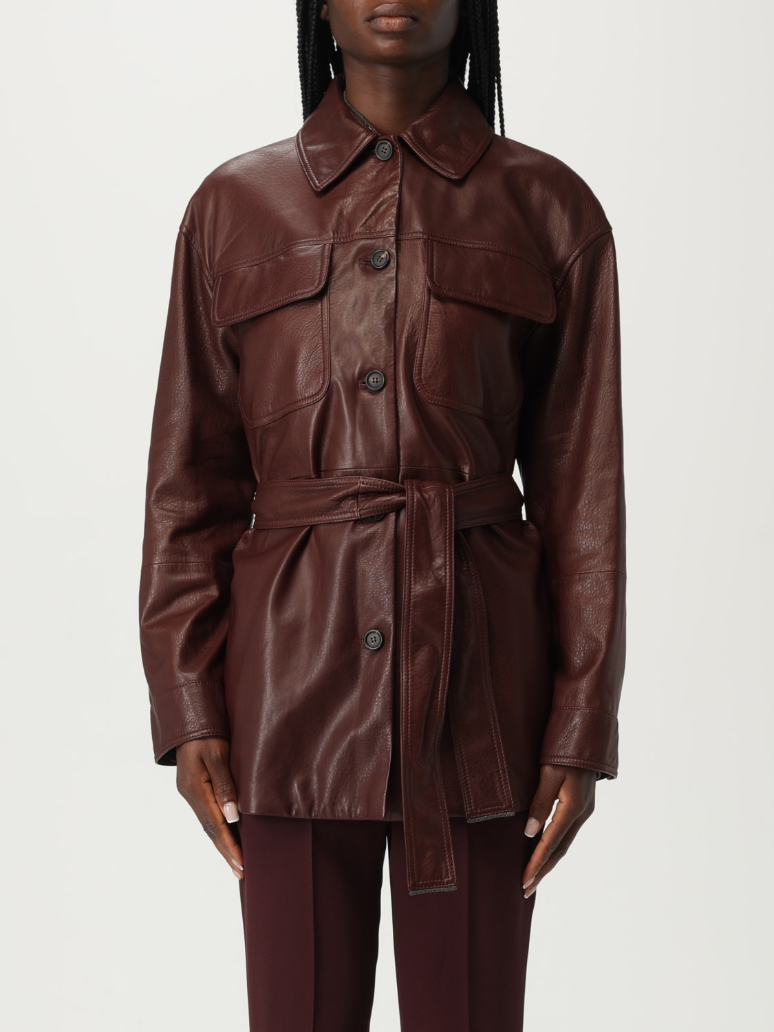 BRUNELLO CUCINELLI JACKET: Jacket woman Brunello Cucinelli, Burgundy - Img 1