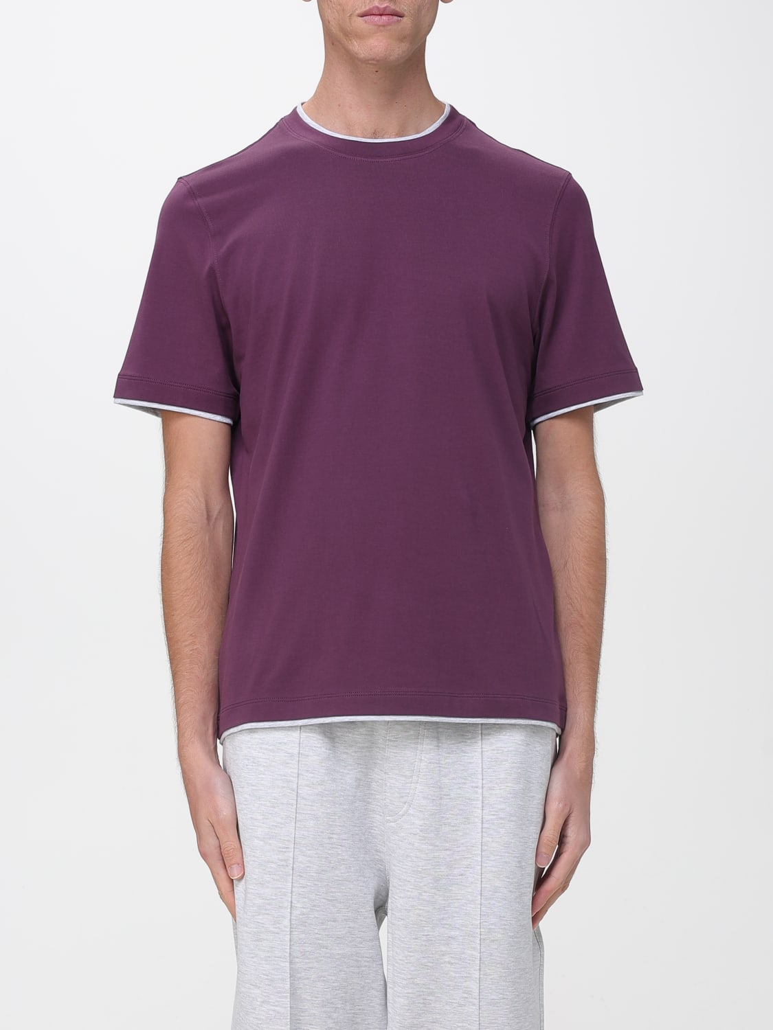 BRUNELLO CUCINELLI T-SHIRT: T-shirt men Brunello Cucinelli, Burgundy - Img 1