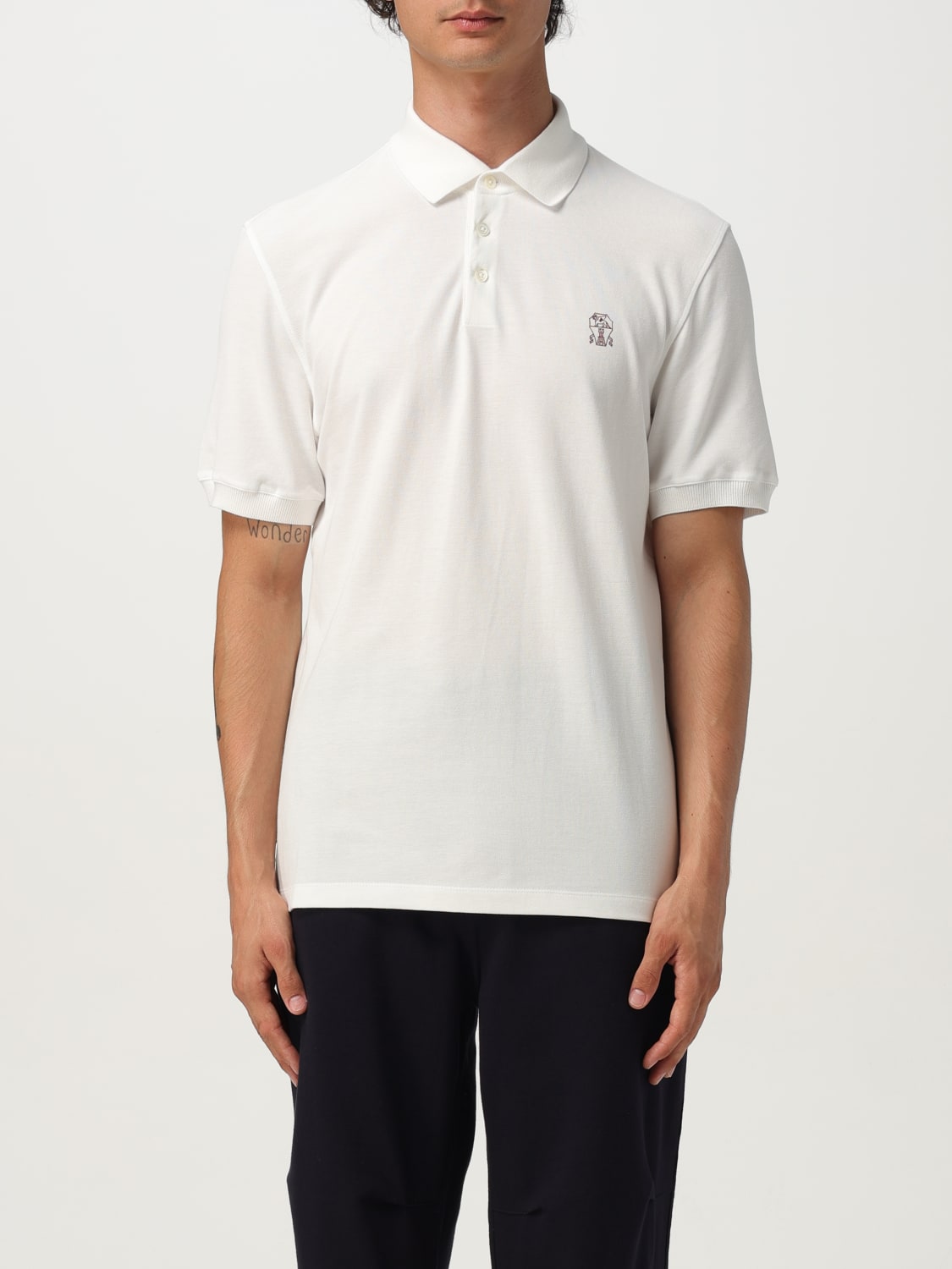 BRUNELLO CUCINELLI POLO: Polo herren Brunello Cucinelli, Weiß - Img 1