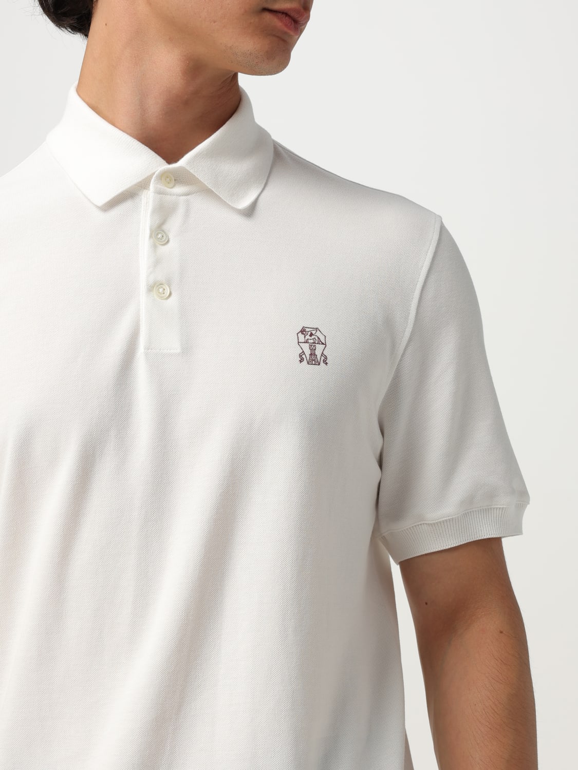 BRUNELLO CUCINELLI POLO: Polo herren Brunello Cucinelli, Weiß - Img 5