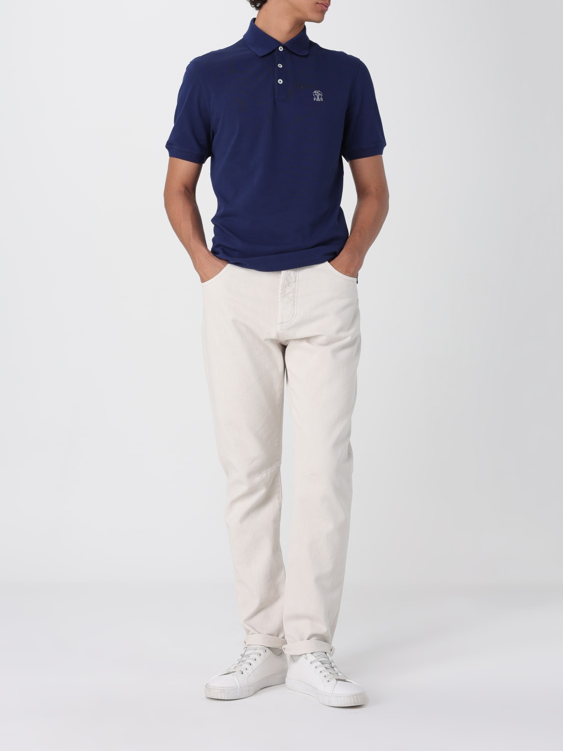 BRUNELLO CUCINELLI POLO: Polo herren Brunello Cucinelli, Blau - Img 2