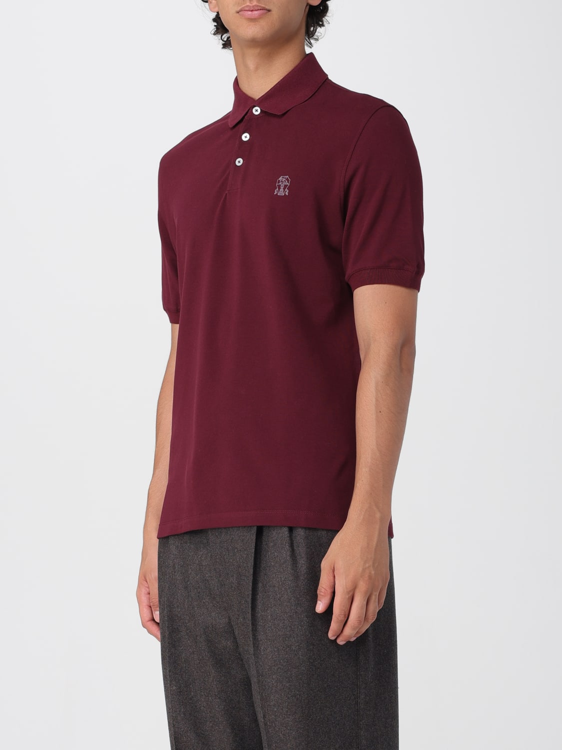 BRUNELLO CUCINELLI POLO: Polo herren Brunello Cucinelli, Burgunderrot - Img 4
