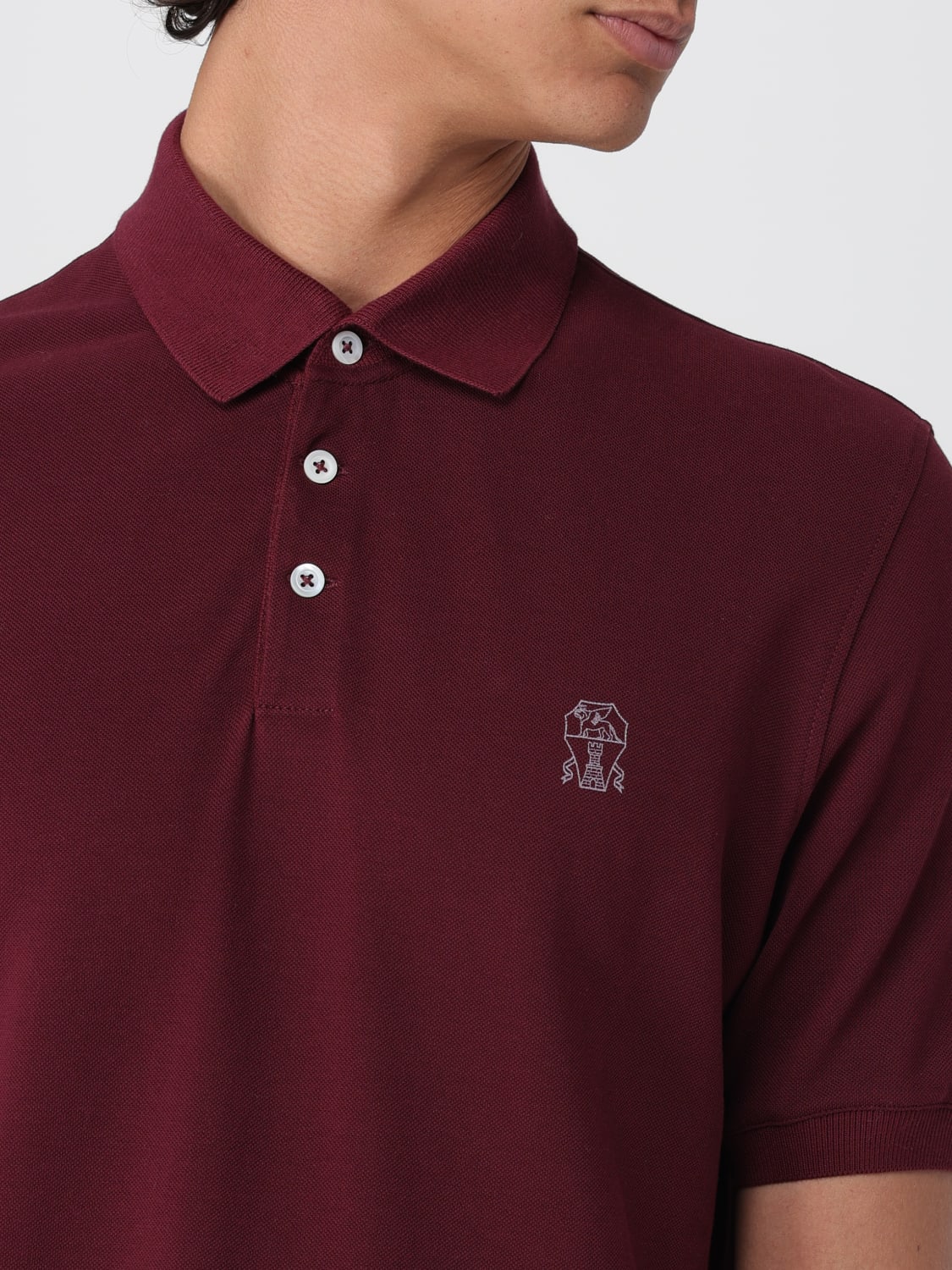 BRUNELLO CUCINELLI POLO: Polo herren Brunello Cucinelli, Burgunderrot - Img 5