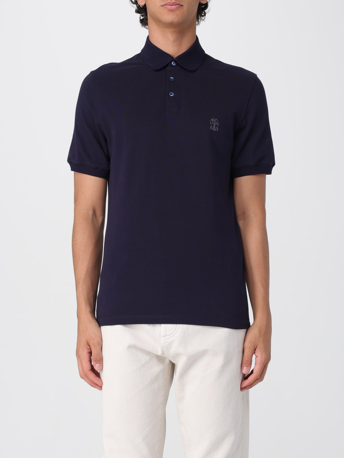 BRUNELLO CUCINELLI POLO: Polo herren Brunello Cucinelli, Cobalt - Img 1