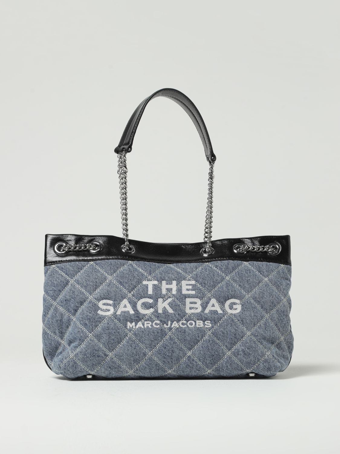 MARC JACOBS BORSA A SPALLA: Borsa The Medium Chain Sack Bag Marc Jacobs in denim, Blue - Img 1