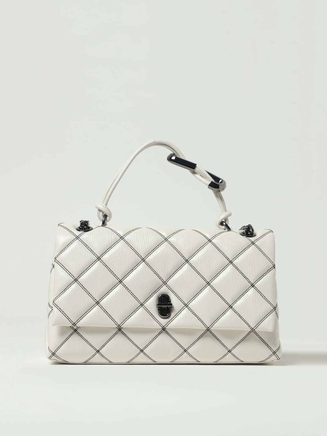 MARC JACOBS BORSA A MANO: Borsa The Dual Marc Jacobs in pelle trapuntata, Bianco - Img 1