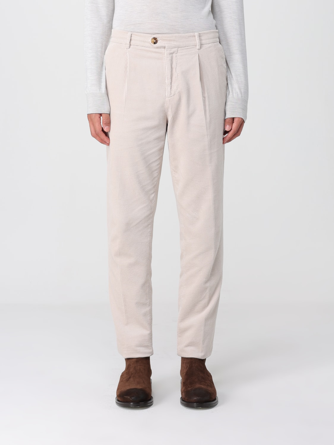 BRUNELLO CUCINELLI 裤子: 裤子 男士 Brunello Cucinelli, 奶油黄 - Img 1
