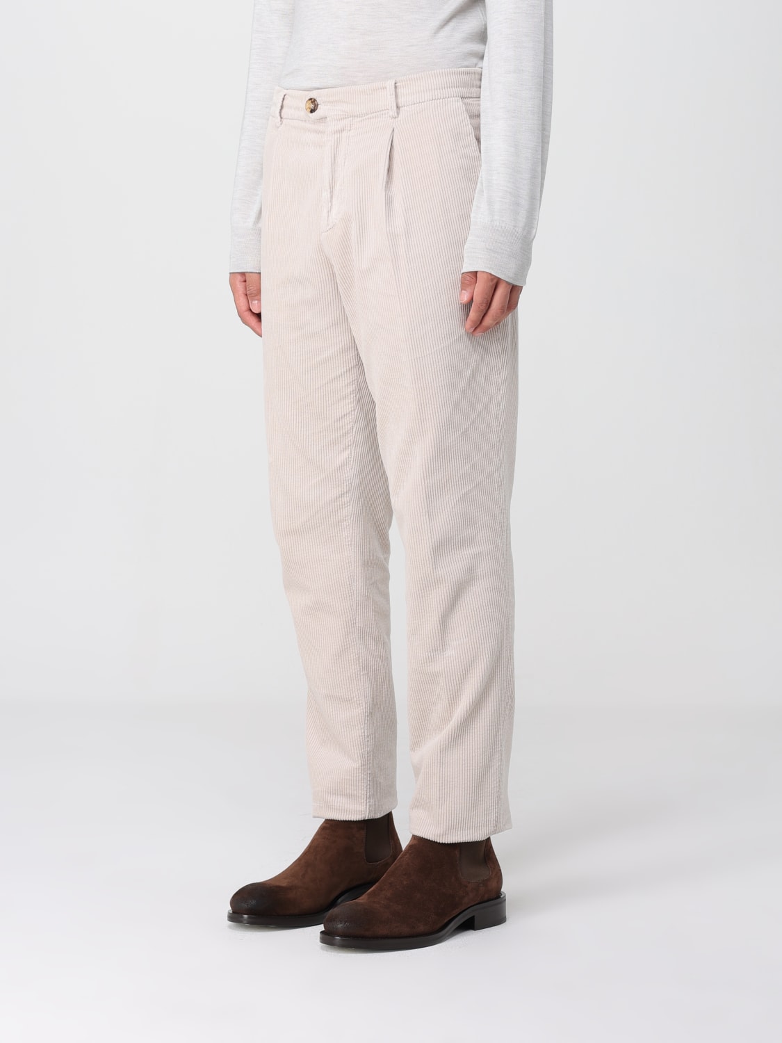BRUNELLO CUCINELLI 裤子: 裤子 男士 Brunello Cucinelli, 奶油黄 - Img 4