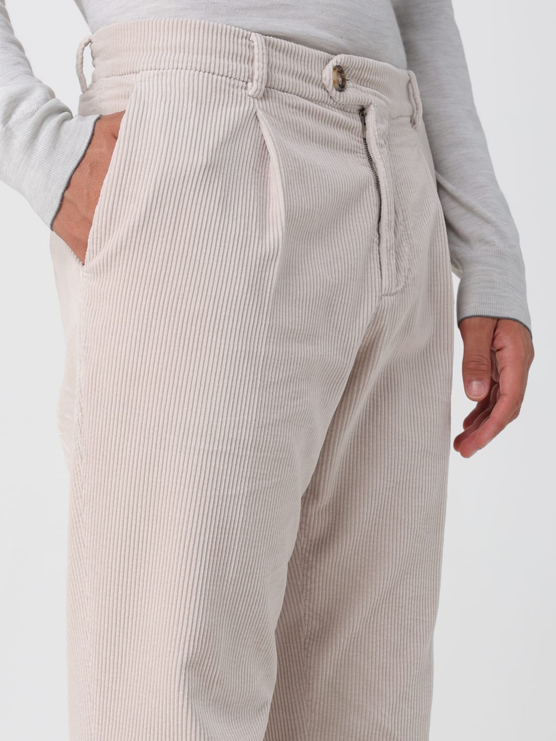 BRUNELLO CUCINELLI 裤子: 裤子 男士 Brunello Cucinelli, 奶油黄 - Img 5