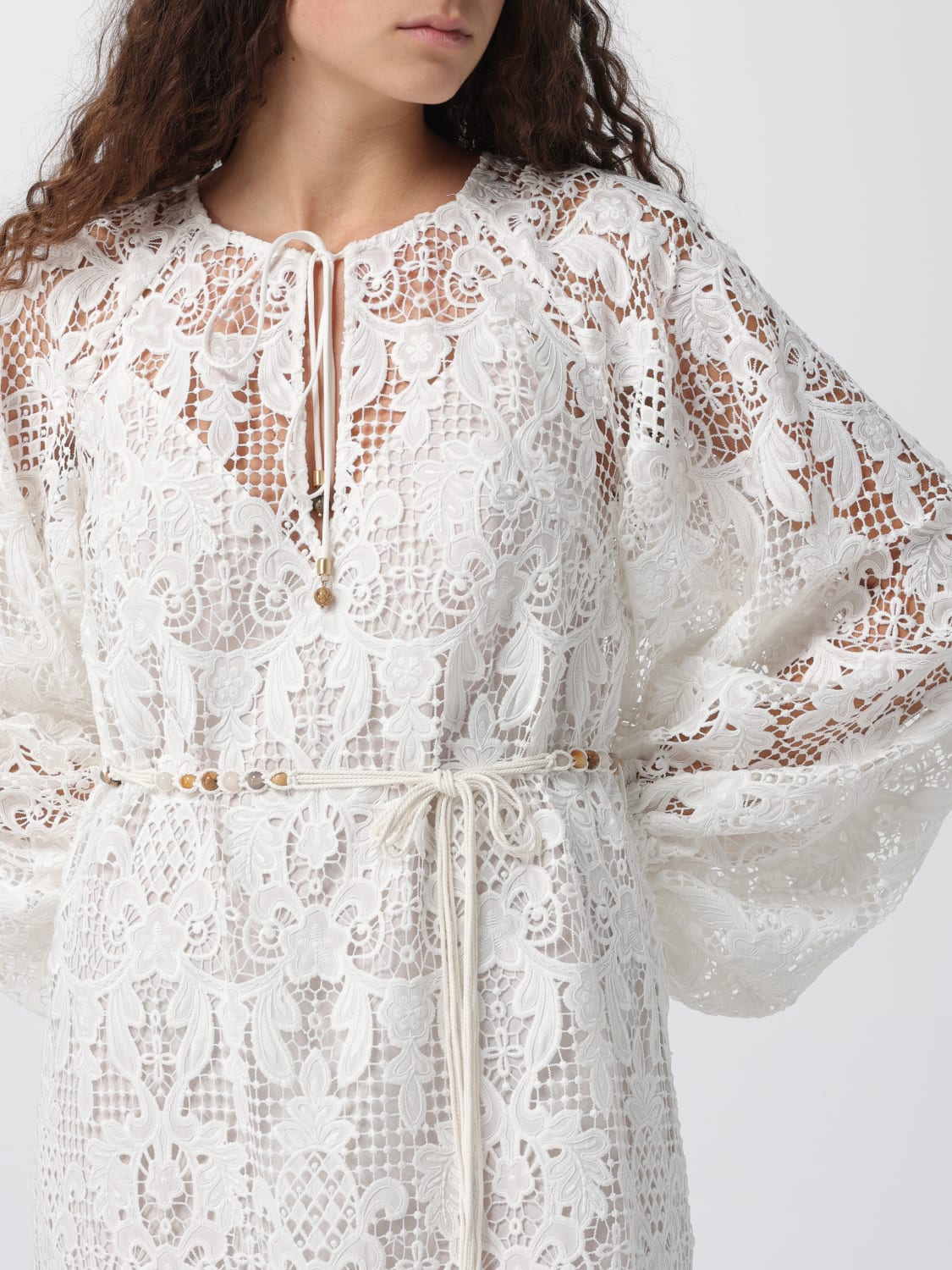 ZIMMERMANN ABITO: Abito midi Zimmermann in pizzo , Avorio - Img 3