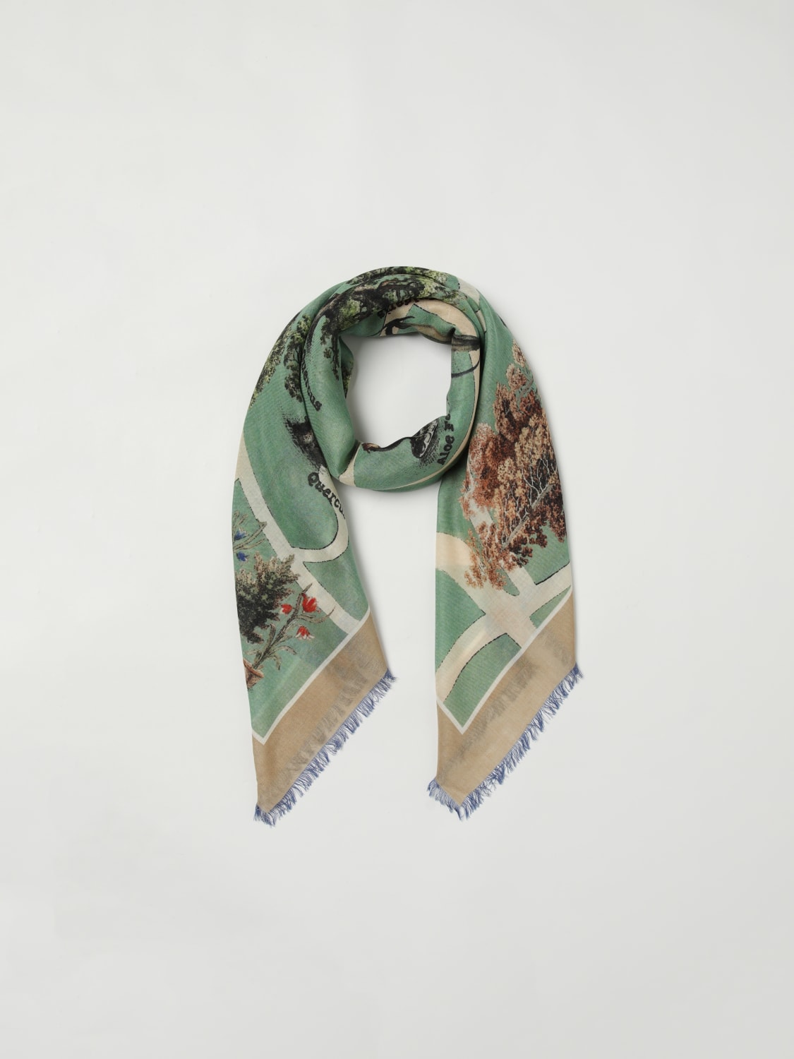 MAX MARA SCIARPA: Sciarpa Max Mara in lana vergine stampata , Celeste - Img 2