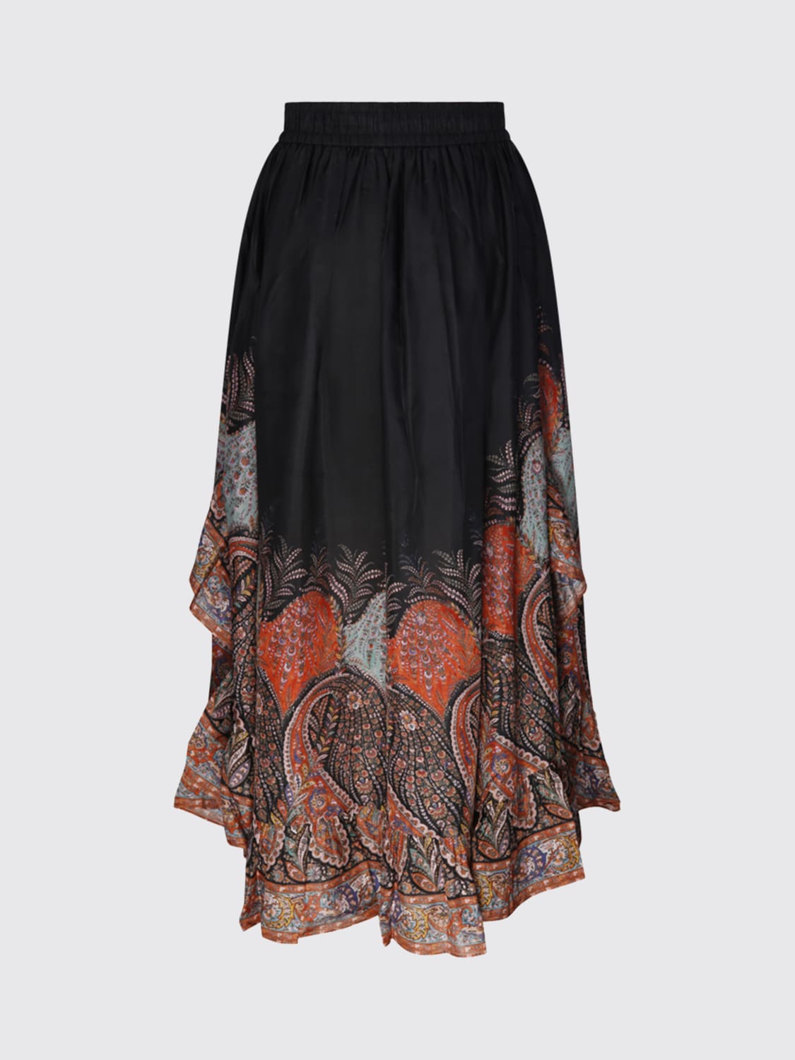 ZIMMERMANN GONNA: Gonna lunga Zimmermann in seta stampata , Nero - Img 2