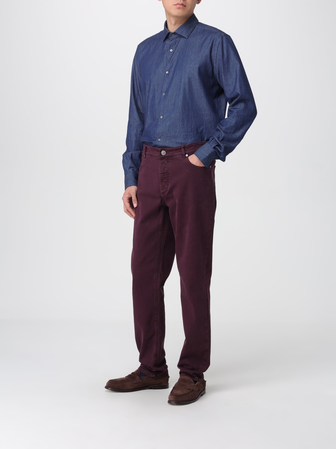 BRUNELLO CUCINELLI JEANS: Pants men Brunello Cucinelli, Burgundy - Img 2
