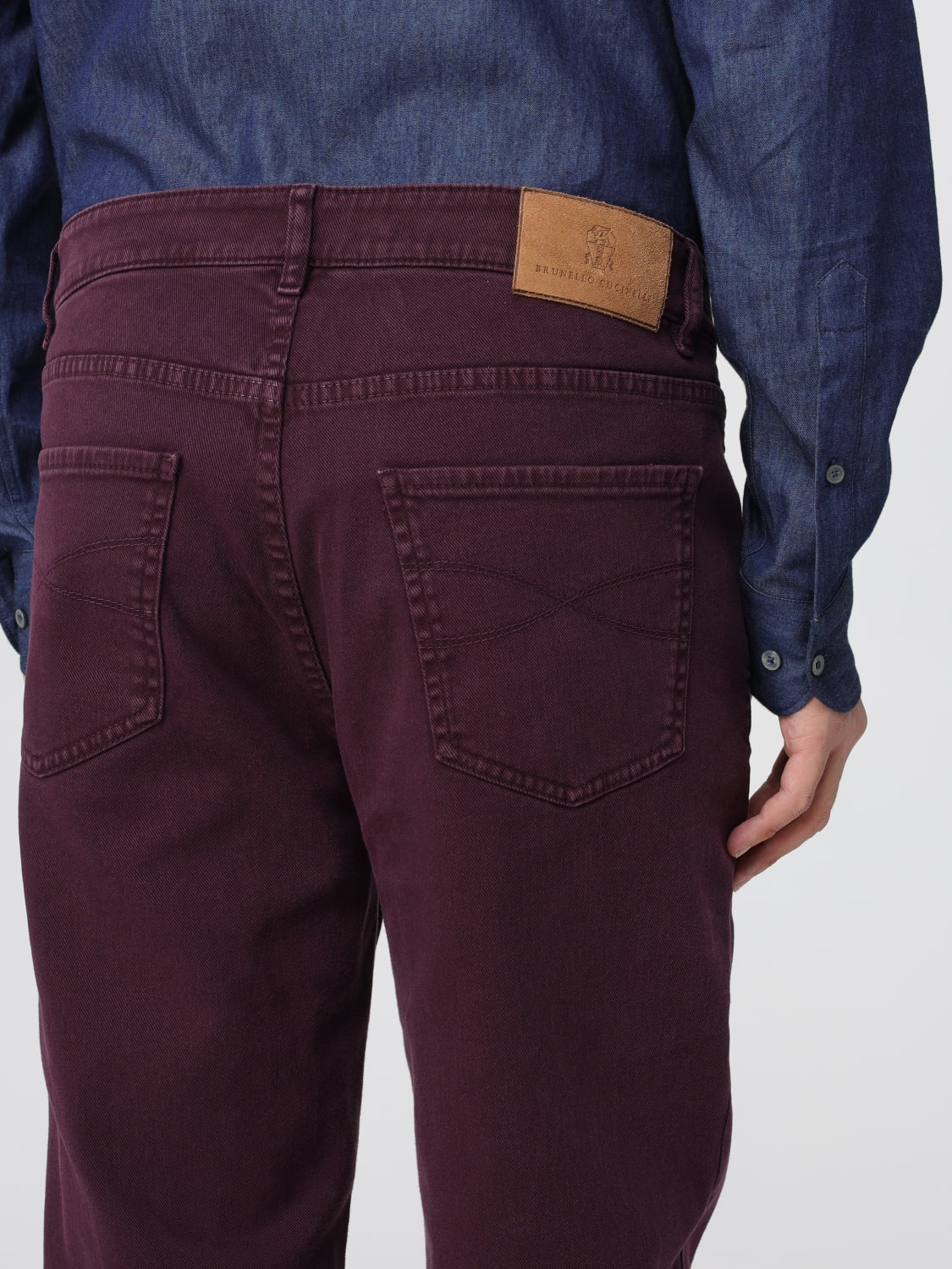 BRUNELLO CUCINELLI JEANS: Pants men Brunello Cucinelli, Burgundy - Img 5