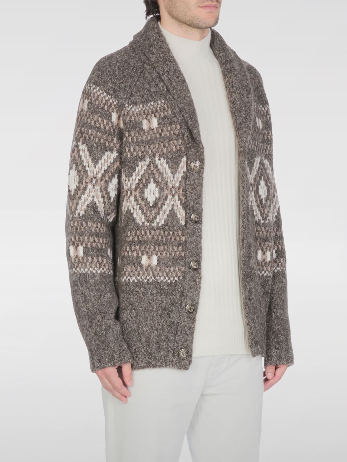 BRUNELLO CUCINELLI 毛衣: 针织开衫 男士 Brunello Cucinelli, 酒红 - Img 1