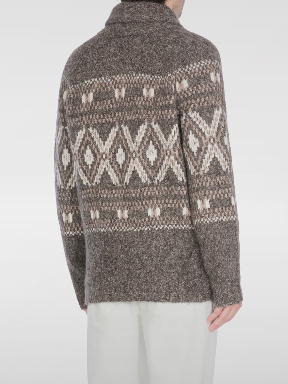 BRUNELLO CUCINELLI 毛衣: 针织开衫 男士 Brunello Cucinelli, 酒红 - Img 3