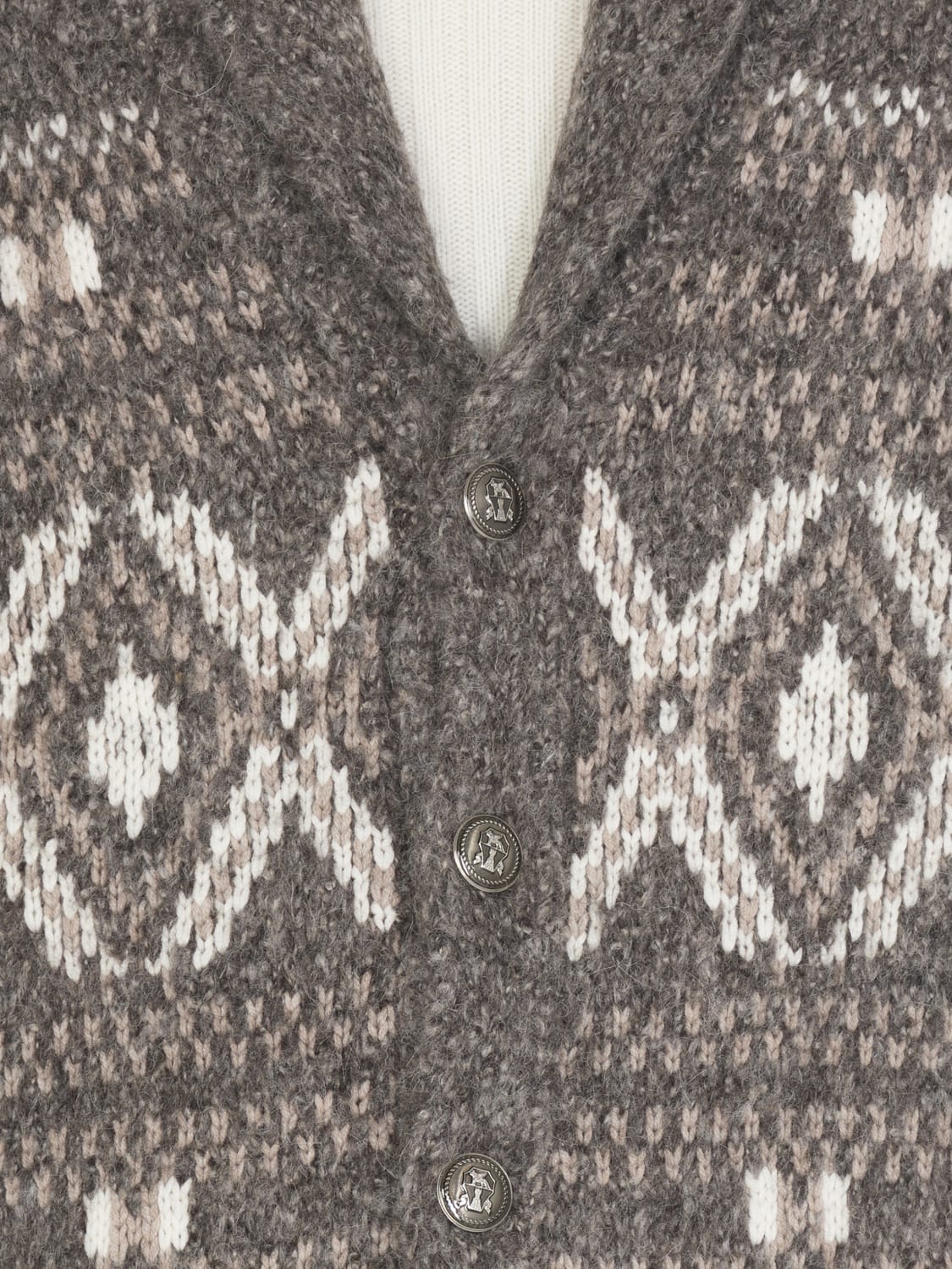 BRUNELLO CUCINELLI 毛衣: 针织开衫 男士 Brunello Cucinelli, 酒红 - Img 4