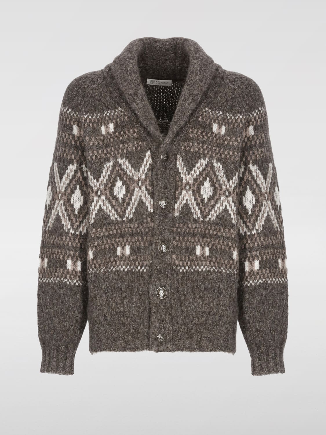 BRUNELLO CUCINELLI 毛衣: 针织开衫 男士 Brunello Cucinelli, 酒红 - Img 5