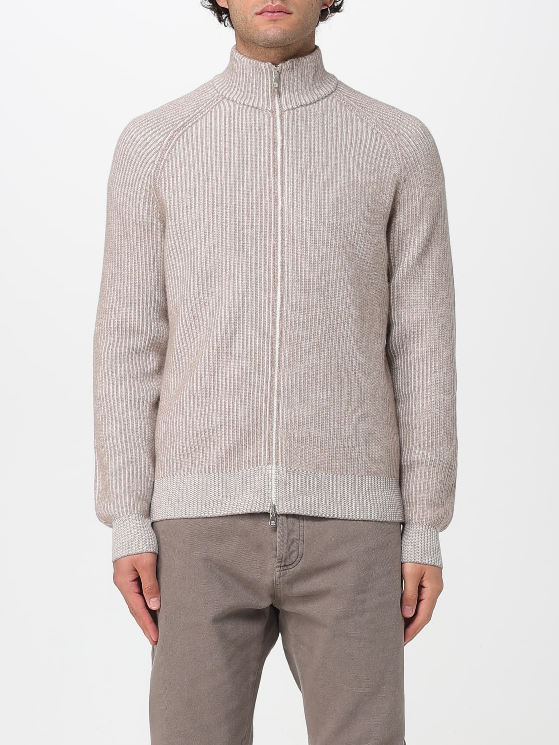 BRUNELLO CUCINELLI PULLOVER: Strickjacke herren Brunello Cucinelli, Beige - Img 1