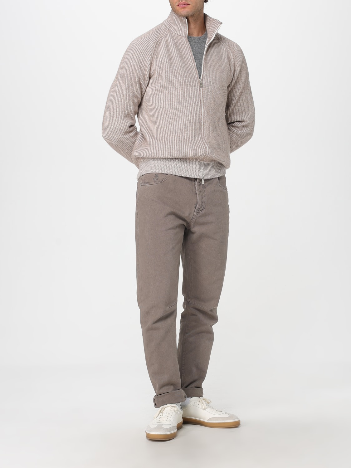 BRUNELLO CUCINELLI PULLOVER: Strickjacke herren Brunello Cucinelli, Beige - Img 2