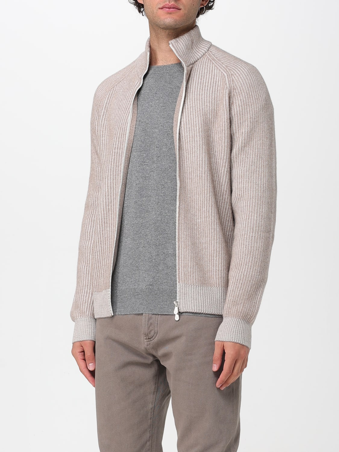 BRUNELLO CUCINELLI PULLOVER: Strickjacke herren Brunello Cucinelli, Beige - Img 4