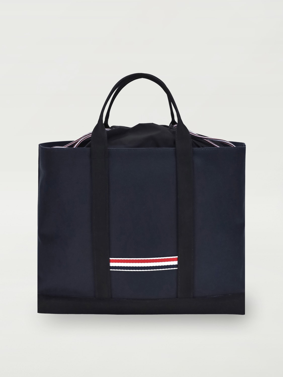 THOM BROWNE BORSA TOTE: Borsa Tote con logo 4 T-bar Thom Browne in tela, Blue - Img 1