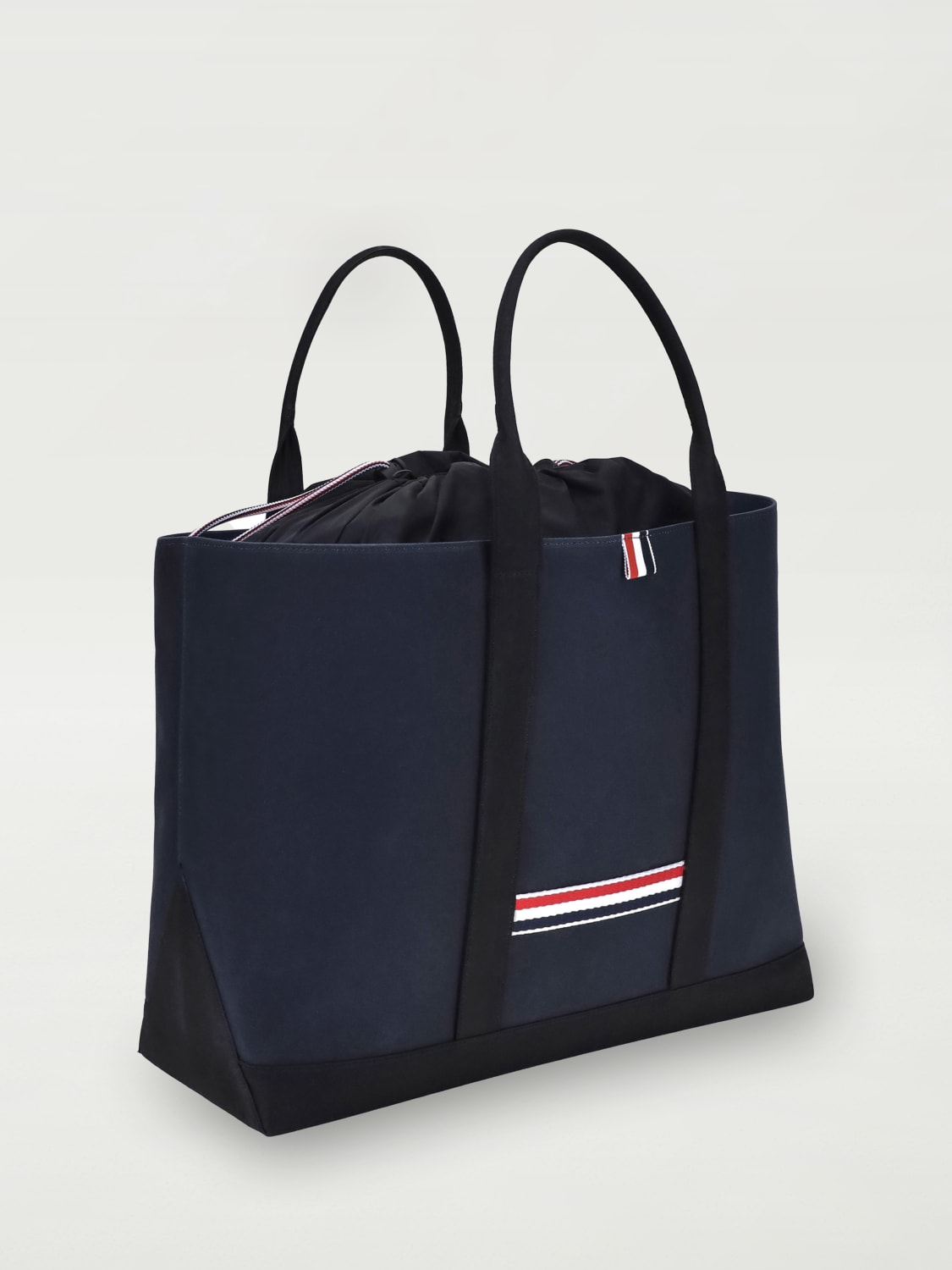 THOM BROWNE BORSA TOTE: Borsa Tote con logo 4 T-bar Thom Browne in tela, Blue - Img 2